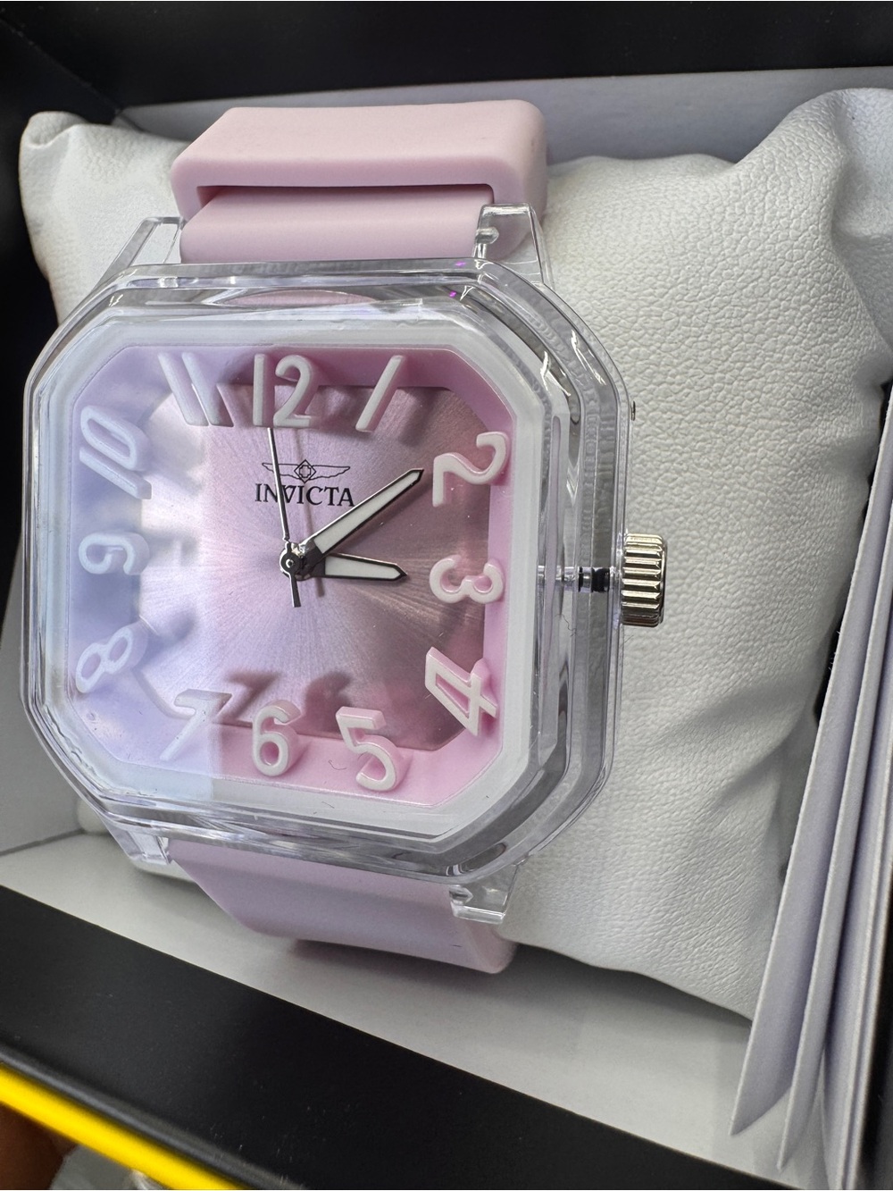 Invicta Women's Pastel Pink Square Crystal Case Watch